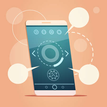 Modern Cell Smart Phone With Chat Bubble Message Sms Communication Vector Illustrationのイラスト素材