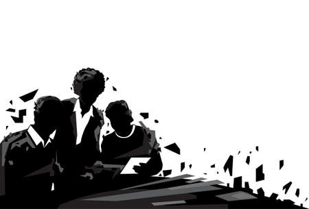 Silhouette Businesspeople Group Business Brainstorm New Idea Development Teamwork Flat Vector Illustrationのイラスト素材