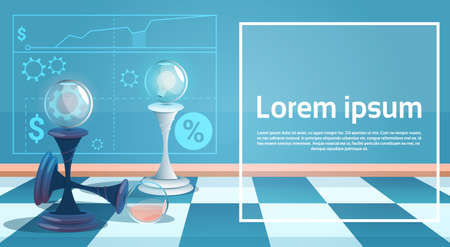 Chess Board Strategy Concept Business Idea Planning Flat Vector Illustrationのイラスト素材