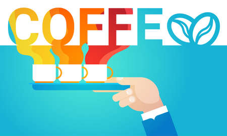 Hand Hold Coffee Cup Break Breakfast Drink Beverage Vector Illustrationのイラスト素材