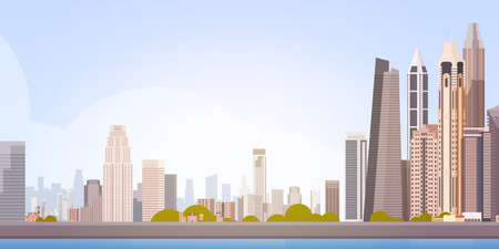 City Skyscraper View Cityscape Background Skyline with Copy Space Vector Illustrationのイラスト素材