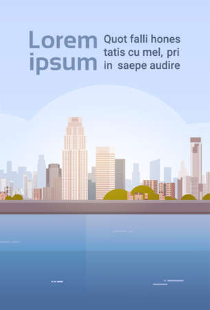 City Skyscraper View Cityscape Background Skyline with Copy Space Vector Illustrationのイラスト素材