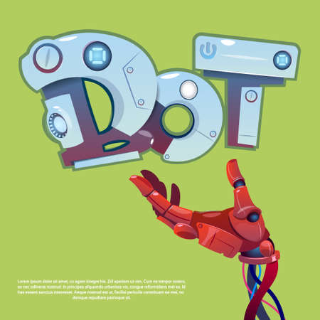 Chat Bot Robot Virtual Assistance Of Website Or Mobile Applications, Artificial Intelligence Concept Flat Vector Illustrationのイラスト素材