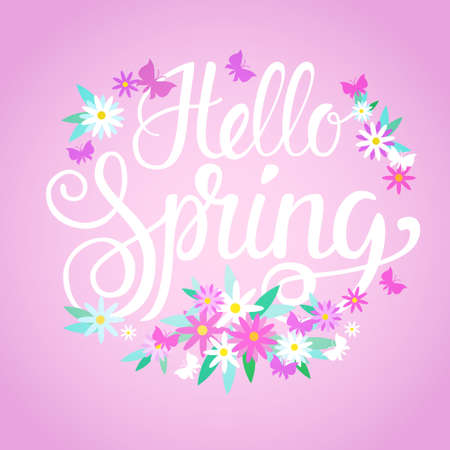 Hello Spring Season Text Bannerのイラスト素材