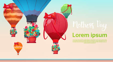 Happy Mother Day, Spring Holiday Greeting Card Banner Flat Vector Illustrationのイラスト素材