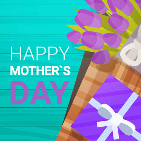 Happy Mother Day, Spring Holiday Greeting Card Banner Flat Vector Illustrationのイラスト素材