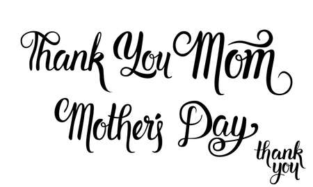 Happy Mother Day, Text Holiday Greeting Card Banner Banner Flat Vector Illustrationのイラスト素材