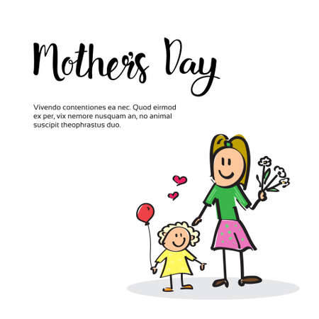 Happy Mother Day, Spring Holiday Greeting Card Banner Vector Illustrationのイラスト素材