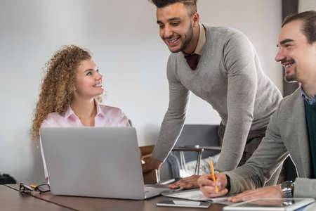 Businesspeople Group In Coworking Center Diverse Mix Race Team Coworkers Working Meeting...
