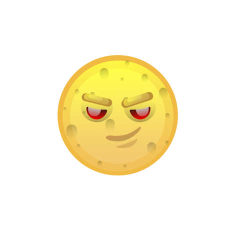 Yellow Smiling Face Cunning Negative People Emotion Icon Flat Vector Illustrationのイラスト素材