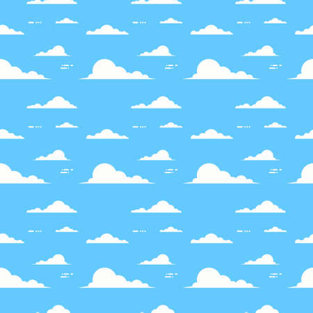 Cloud Over Blue Background Sky Seamless Pattern Vector Illustrationのイラスト素材