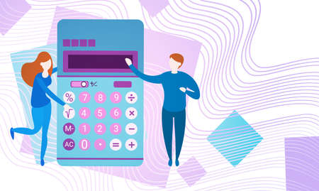 Businesspeople With Calculator Banking Accountant Finance Business Flat Vector Illustrationのイラスト素材