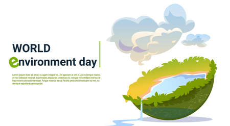 World Environment Day Ecology Protection Holiday Greeting Card Flat Vector Illustrationのイラスト素材