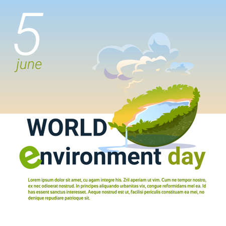 World Environment Day Ecology Protection Holiday Greeting Card Flat Vector Illustrationのイラスト素材