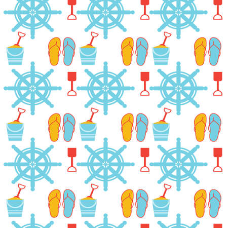 Nautical Marine Slippers Summer Shoes Seamless Pattern Vector Illustration