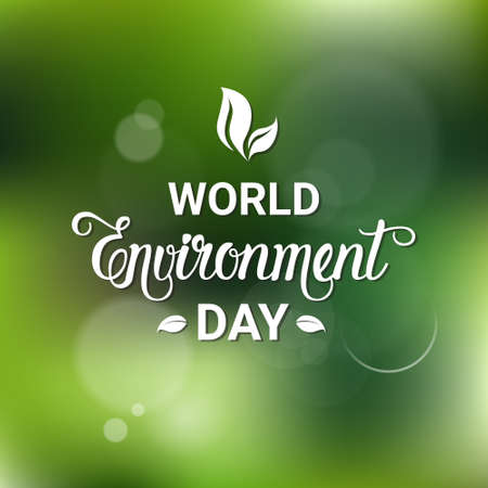 Earth World Environment Day Ecology Protection Holiday Greeting Card Flat Vector Illustrationのイラスト素材