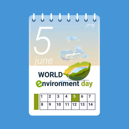 Save World Environment Day Ecology Protection Holiday Greeting Card Flat Vector Illustrationのイラスト素材