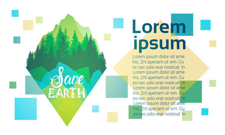 Save Earth World Environment Day Ecology Protection Holiday Greeting Card Flat Vector Illustrationのイラスト素材