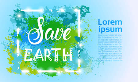 Save Earth World Environment Day Ecology Protection Holiday Greeting Card Flat Vector Illustrationのイラスト素材