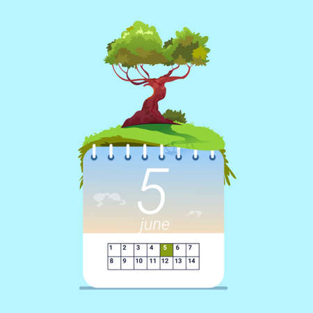 Save World Environment Day Ecology Protection Holiday Greeting Card Flat Vector Illustrationのイラスト素材