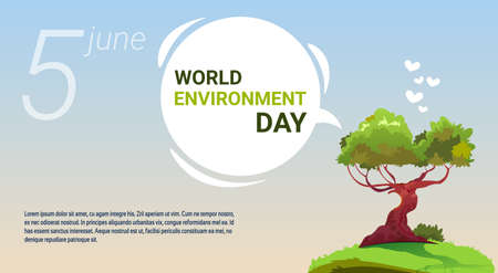 Save World Environment Day Ecology Protection Holiday Greeting Card Flat Vector Illustrationのイラスト素材