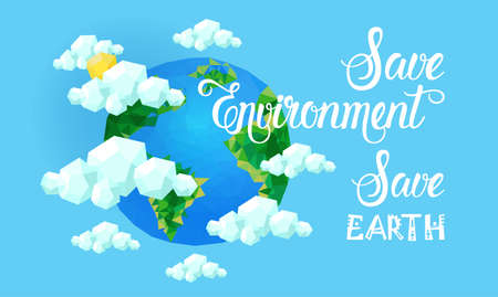 World Environment Day Ecology Protection Holiday Greeting Card Flat Vector Illustrationのイラスト素材