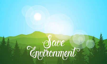 Save Earth World Environment Day Ecology Protection Holiday Greeting Card Flat Vector Illustrationのイラスト素材