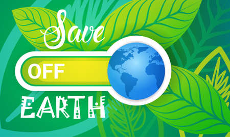 Save Earth World Environment Day Ecology Protection Holiday Greeting Card Flat Vector Illustrationのイラスト素材