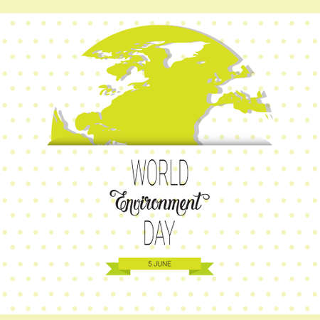 Save World Environment Day Ecology Protection Holiday Greeting Card Flat Vector Illustrationのイラスト素材