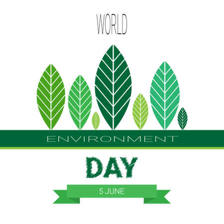 Save World Environment Day Ecology Protection Holiday Greeting Card Flat Vector Illustrationのイラスト素材