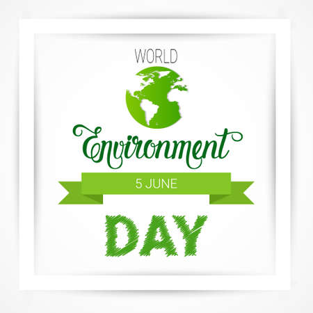 Save World Environment Day Ecology Protection Holiday Greeting Card Flat Vector Illustrationのイラスト素材
