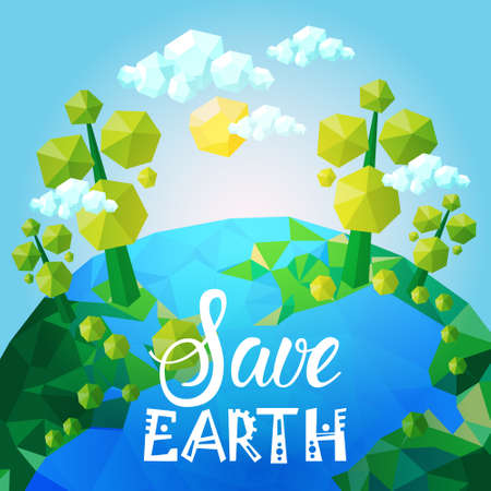 World Environment Day Ecology Protection Holiday Greeting Card Flat Vector Illustrationのイラスト素材