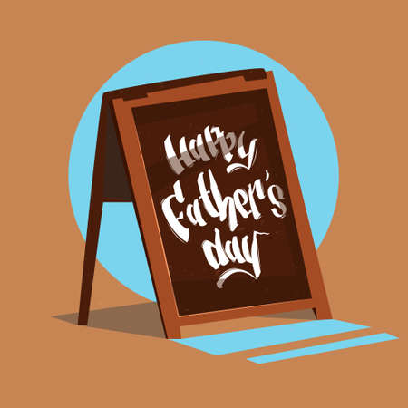 Happy Father Day Family Holiday, Dad Hold Beer Glass Celebrating Greeting Card Flat Vector Illustrationのイラスト素材