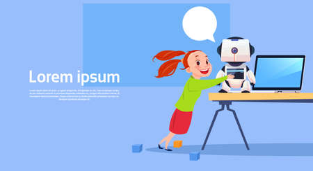 Futuristic Artificial Intelligence Technology Concept Flat Vector Illustrationのイラスト素材