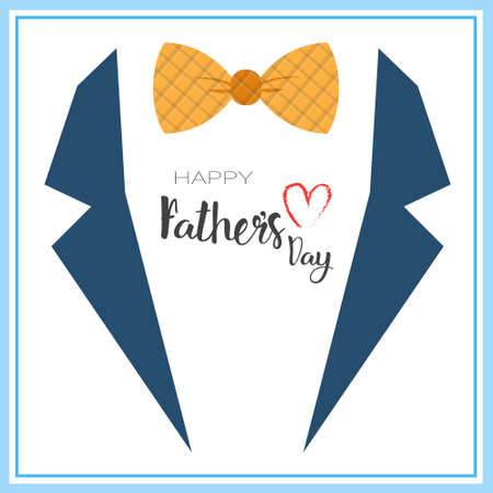 Happy Father Day Family Holiday, Retro Greeting Card Flat Vector Illustrationのイラスト素材