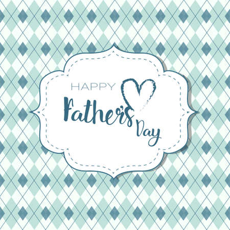 Happy Father Day Family Holiday, Retro Greeting Card Flat Vector Illustrationのイラスト素材