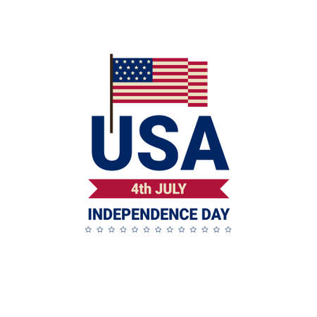 United States Flag Independence Day Holiday 4 July Banner Retro Greeting Card Flat Vector Illustrationのイラスト素材
