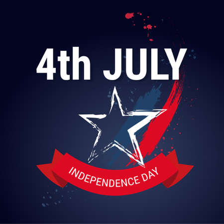 United States Flag Independence Day Holiday 4 July Banner Flat Vector Illustrationのイラスト素材