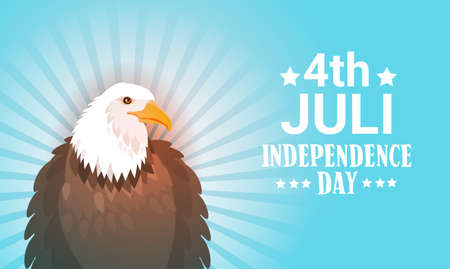 Eagle United States Independence Day Symblol Holiday 4 July Greeting Card `Flat Vector Illustrationのイラスト素材
