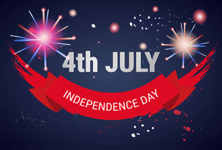 United States Independence Day Holiday 4 July Banner Greeting Card Flat Vector Illustrationのイラスト素材