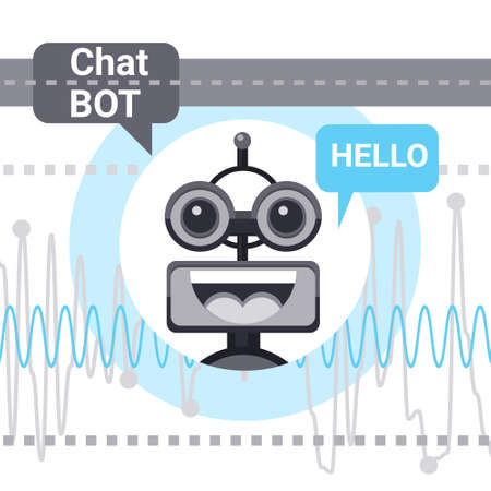 Free Chat Bot Says Hello, Robot Virtual Assistance Element Of Website Or Mobile Applications, Artificial Intelligence Concept Vector Illustrationのイラスト素材