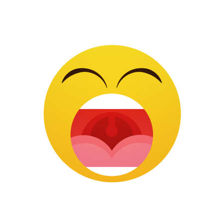 Yellow Cartoon Face Screaming People Emotion Icon Flat Vector Illustrationのイラスト素材