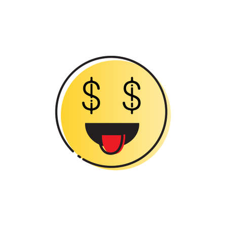 Yellow Smiling Cartoon Face People Emotion Show Tongue Icon Vector Illustrationのイラスト素材