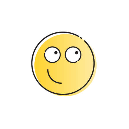 Yellow Smiling Cartoon Face Positive People Emotion Icon Vector Illustrationのイラスト素材