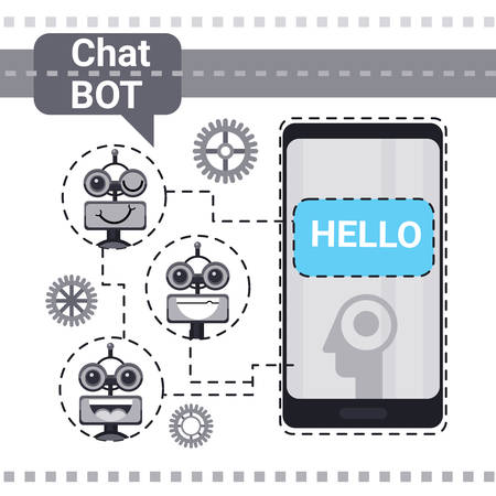 Free Chat Bot, Robot Virtual Assistance Element Of Website Or Mobile Applications, Artificial Intelligence Concept Vector Illustrationのイラスト素材