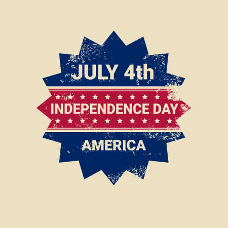 United States Independence Day Holiday 4 July Retro Label Greeting Card Vector Illustrationのイラスト素材