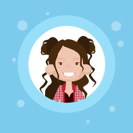 Profile Icon Female Avatar, Woman Cartoon Portrait, Casual Person Face Flat Vector Illustrationのイラスト素材