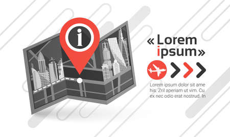 Gps Pin Map Over City View Cityscape Background Navigation Skyline with Copy Space Infographic Flat Vector Illustrationのイラスト素材