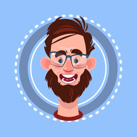 Profile Icon Male Emotion Avatar, Man Cartoon Portrait Surprised Face Flat Vector Illustrationのイラスト素材