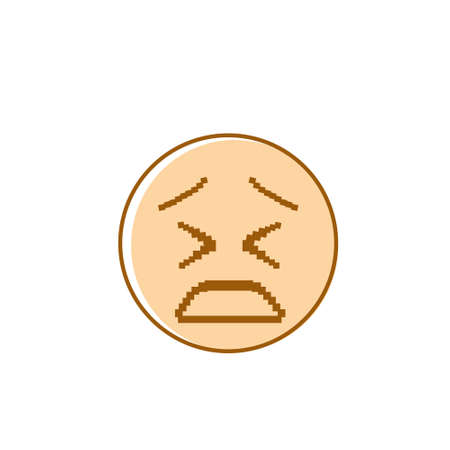 Sad Cartoon Face Negative People Emotion Icon Vector Illustrationのイラスト素材